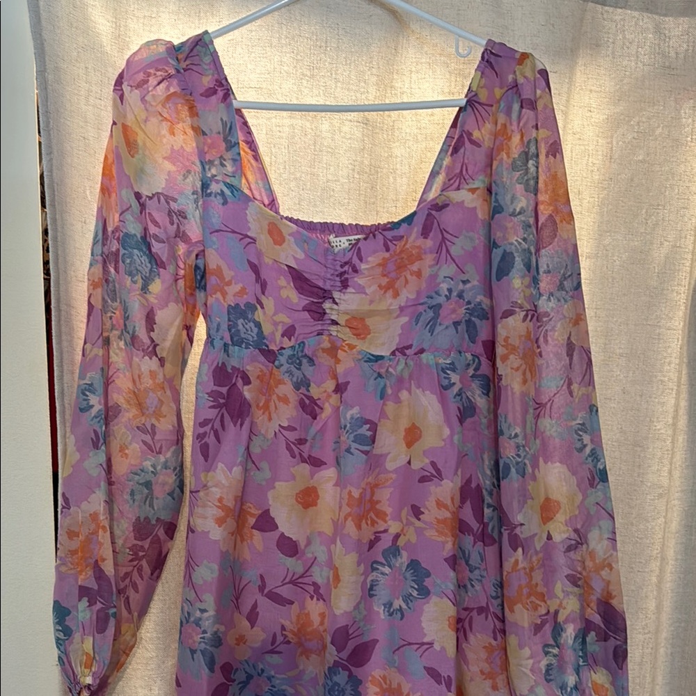 Floral Sheer Long Sleeve Dress